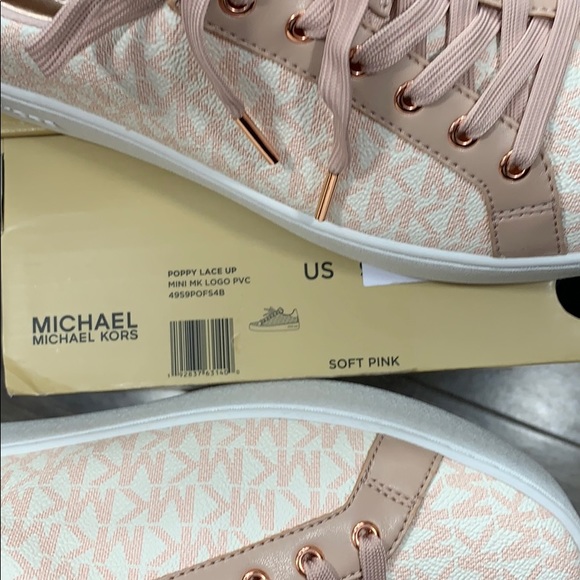 MICHAEL KORS POPPY LACE UP MINI MK LOGO PVC PINK - Picture 12 of 16